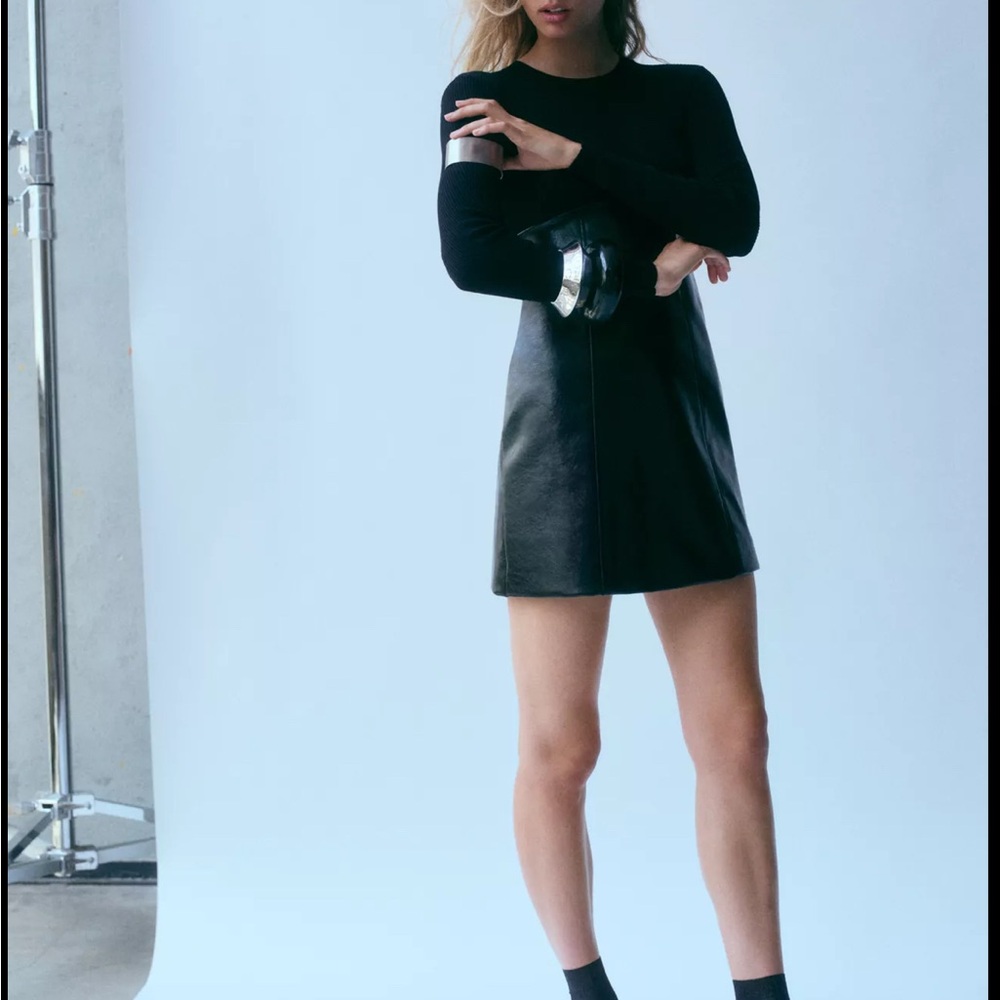 Zara Black Long Sleeve Sheath Dress
